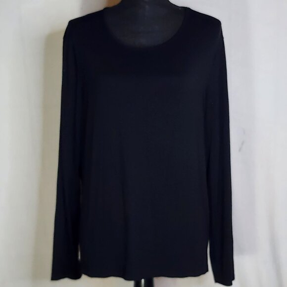 Chico's Black Rayon Span LS Neveah Scoop Neck Soft Top Chico Size 3 US XL 16 - Picture 1 of 16